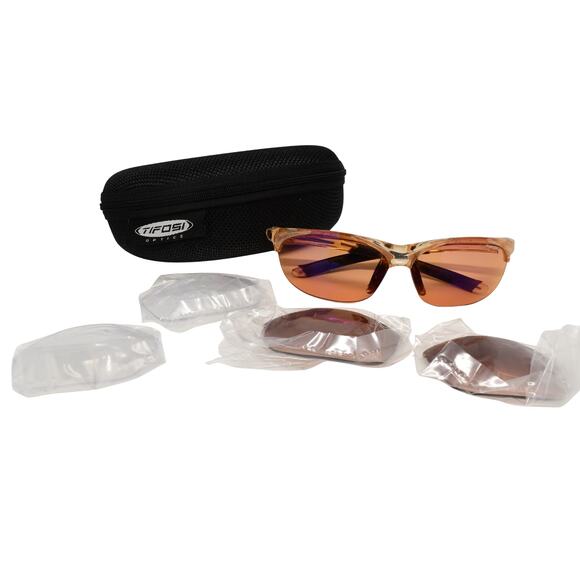 Tifosi Optics Peach/Black Wrap with Extra Lenses Sunglasses - GOOD CONDITION - Picture 1 of 14